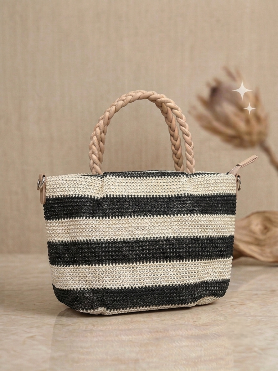 👜 Borsa Intrecciata Multicolor con Tracolla – Stile Naturale ed Elegante