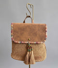 🎒 Zaino Intrecciato Boho Chic con Tracolla – Eleganza Artigianale e Stile Unico